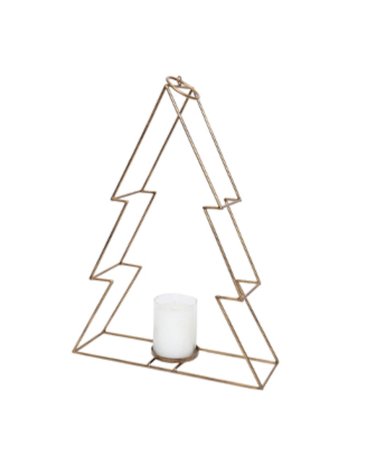 Photophore sapin para decoración chic en metal dorado