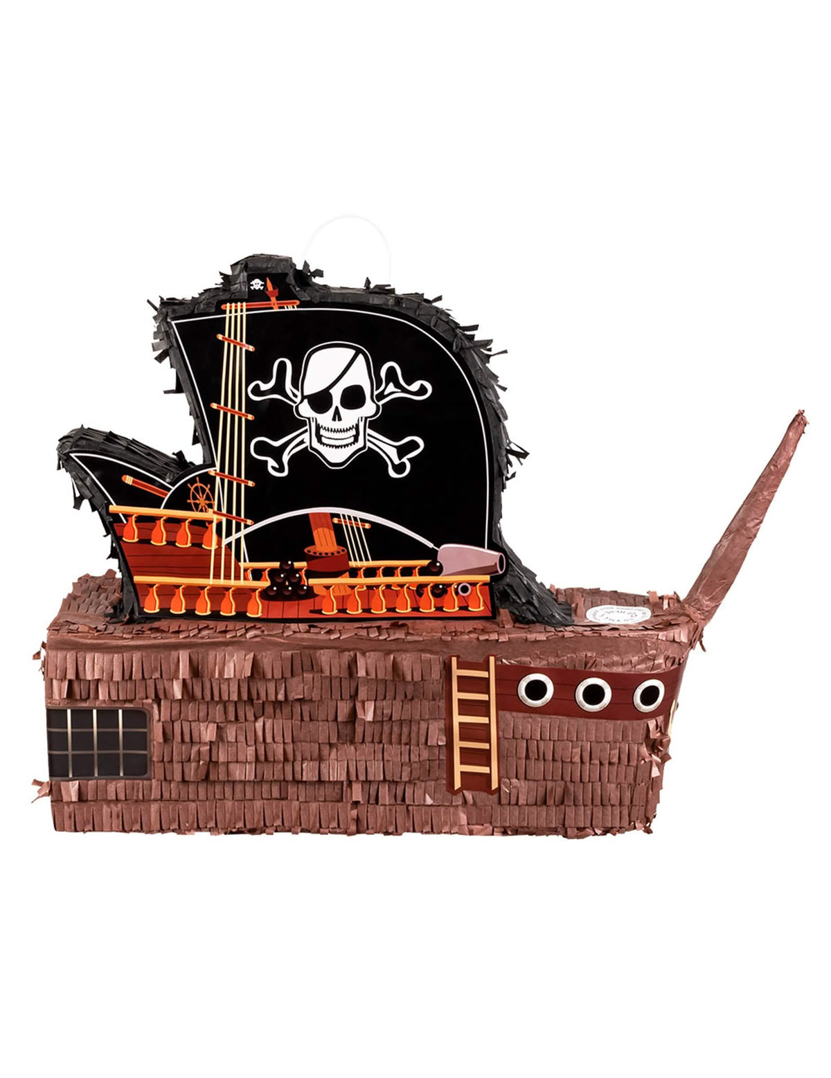 Vista de perfil de la piñata barco pirata