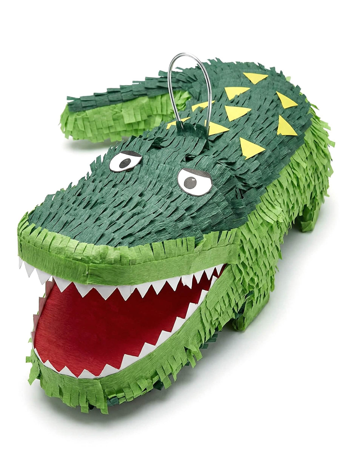 Piñata Cocodrilo para niño verde con boca abierta y dientes blancos