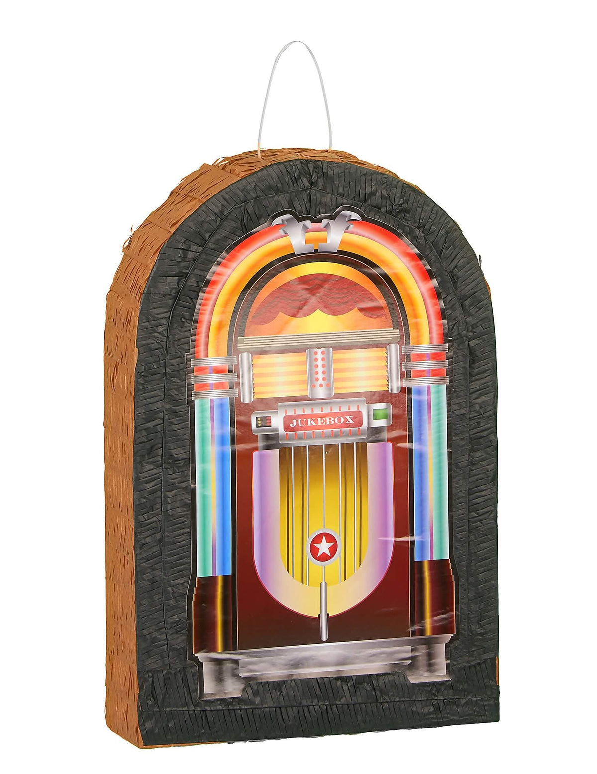 Piñata jukebox para fiesta multicolor y negro