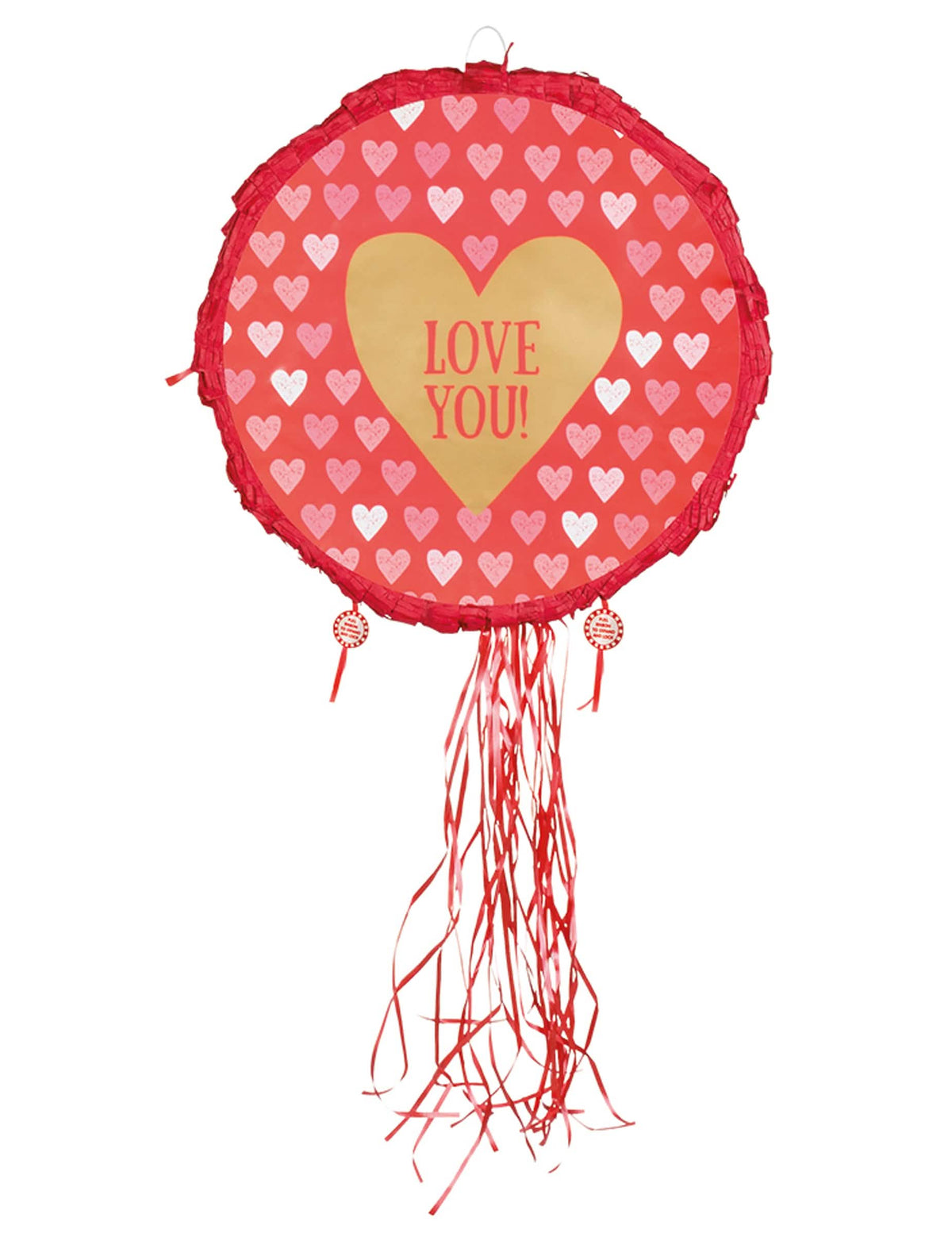 Piñata corazón Love you para fiesta rojo y dorado