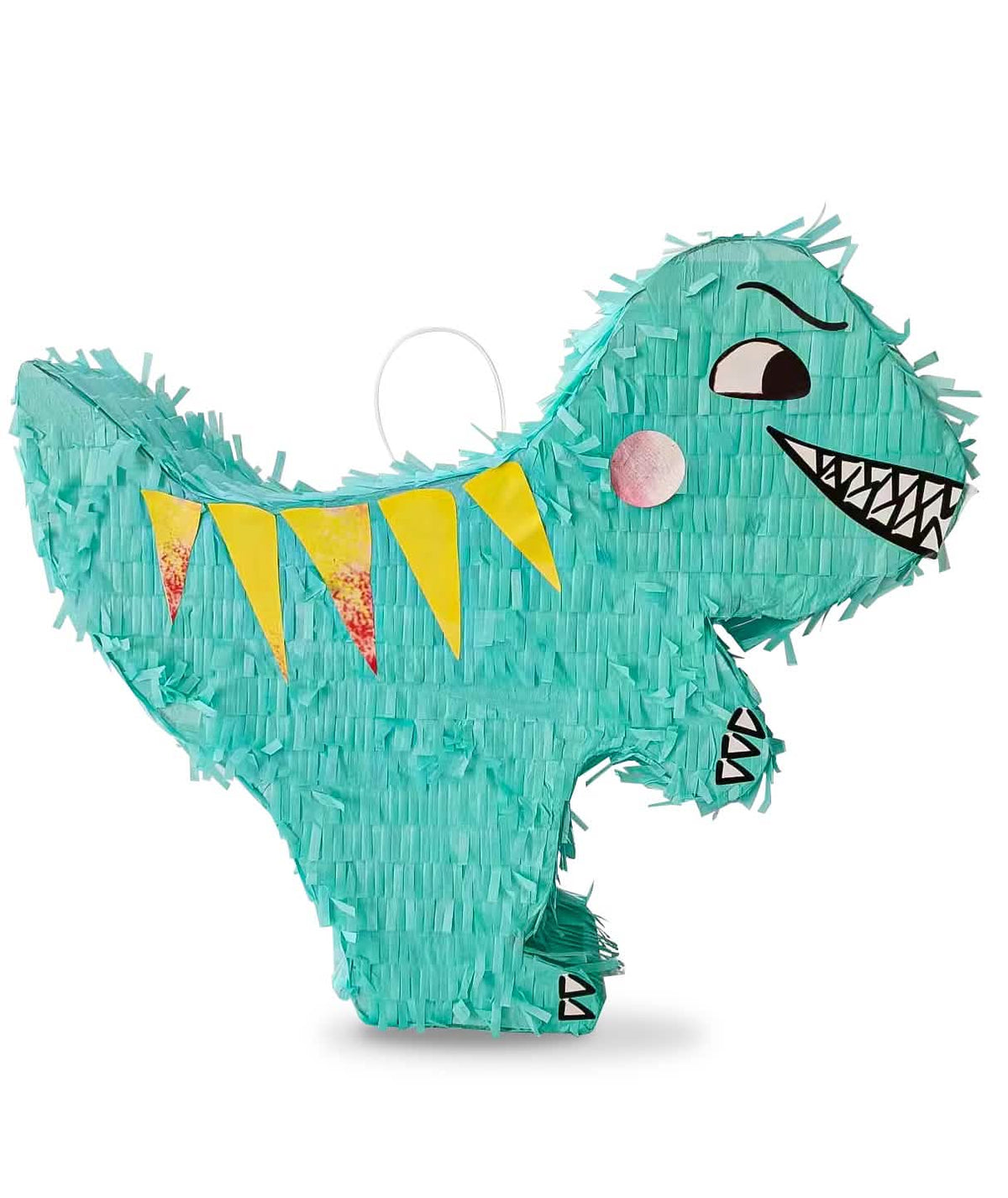 Piñata T-rex para niño turquesa con cresta amarillo
