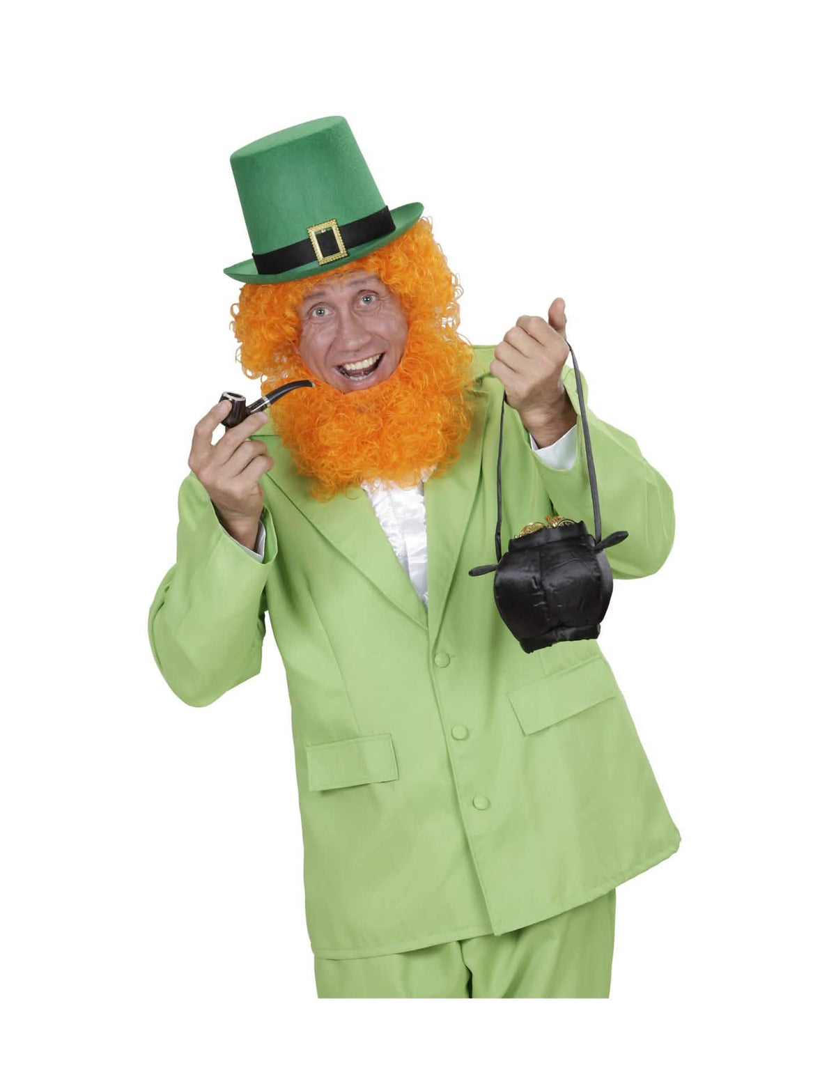 Escenificación con un disfraz de leprechaun de la pipa irlandés
