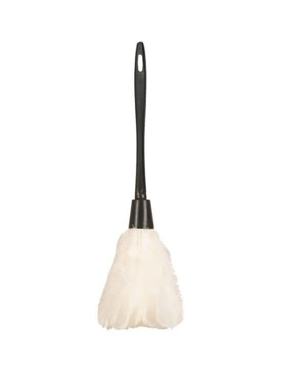 Plumero de doncella para adulto blanco con plumas y mango negro