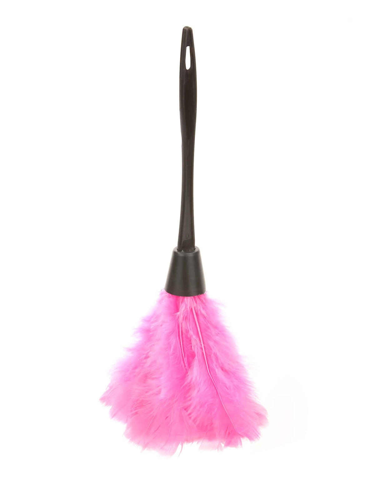 Plumero rosa para adulto con plumas rosas y mango negro