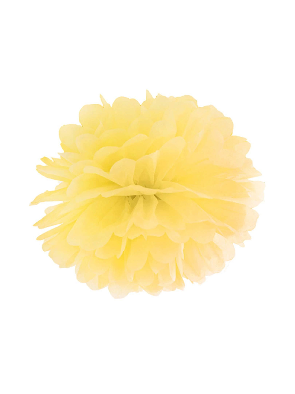 Pompon para colgar de papel para decoración amarillo