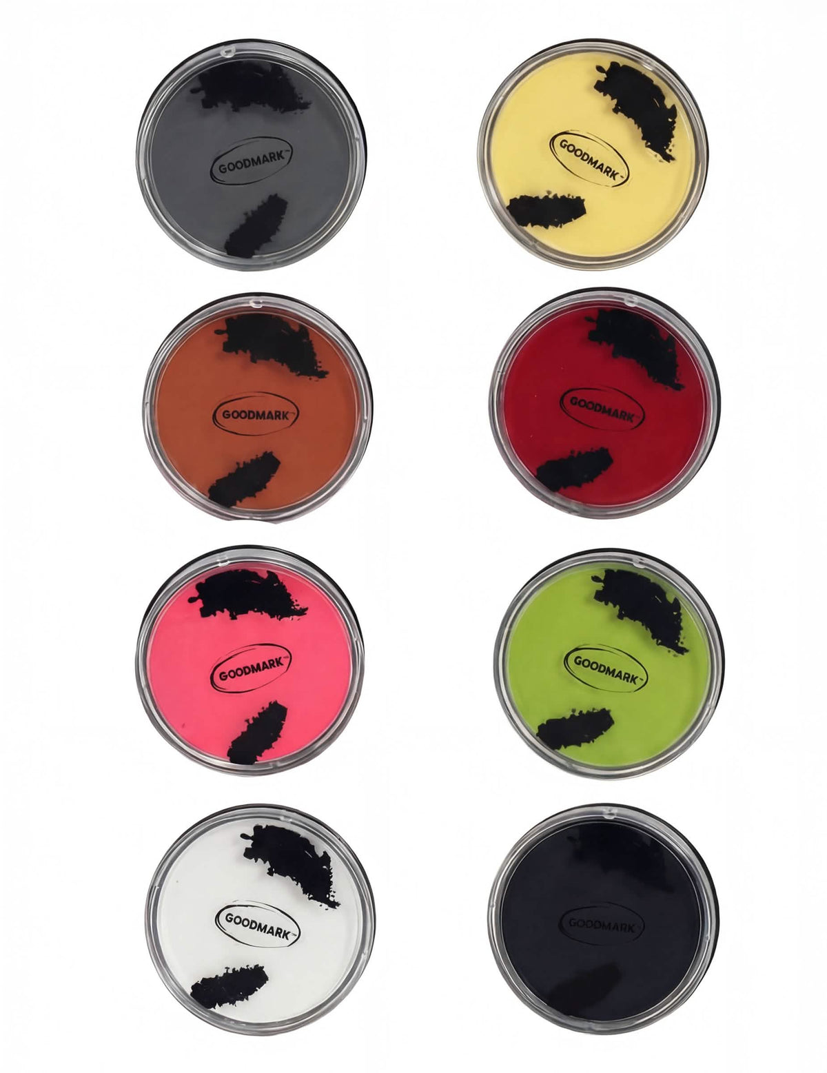 Vista previa de los diferentes colores del bote de maquillaje profesional al agua para adulto y niño