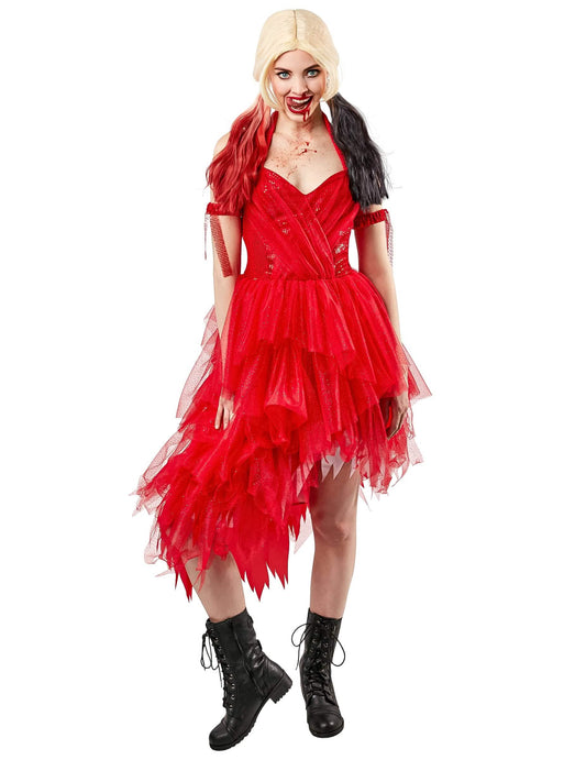 Robe rouge Harley Quinn Suicide Squad 2 pour femme rouge à volants