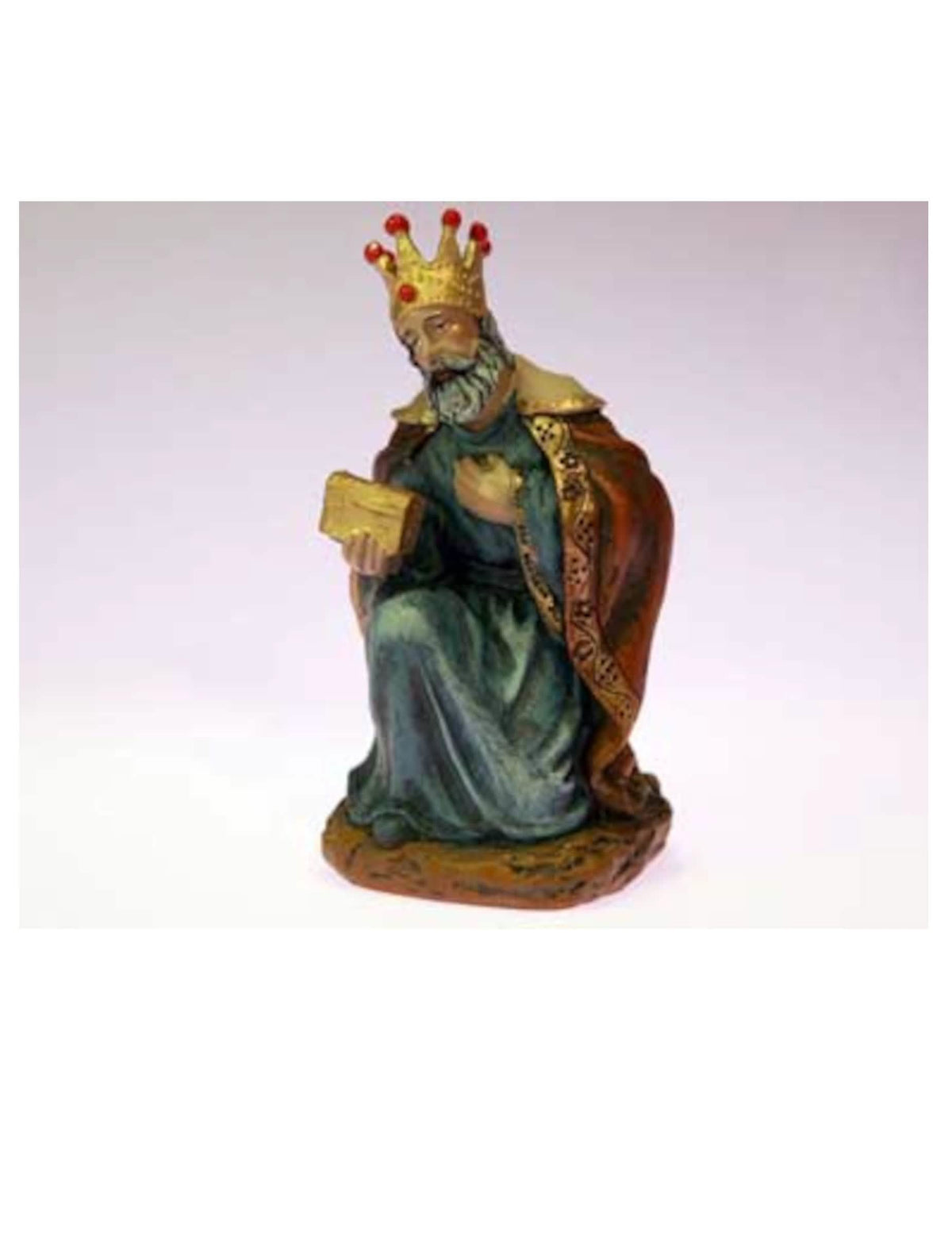 rey mago Melchor para belén azul y dorado en resina