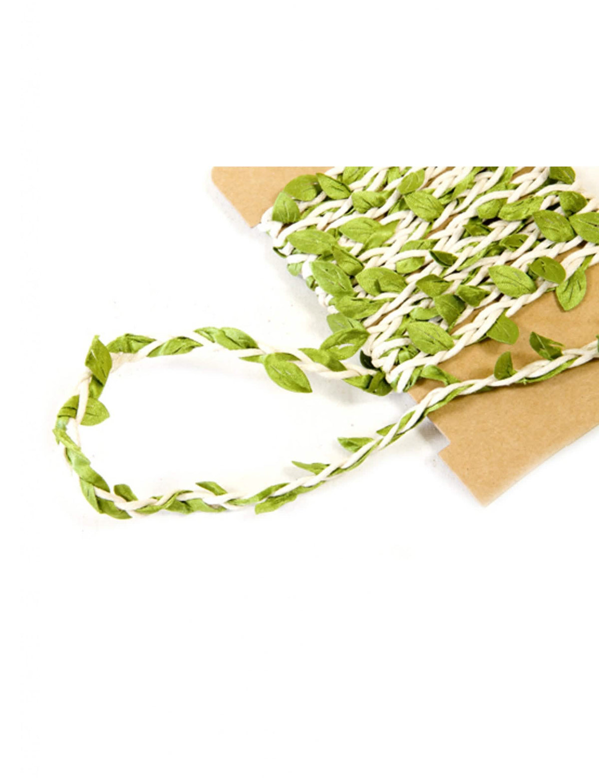 Cinta de hoja boda campestre para decoración marfil y verde