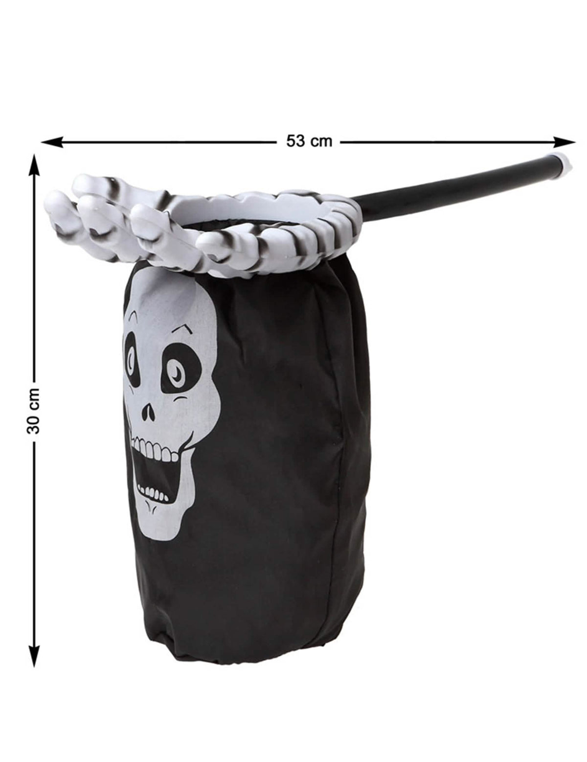 Detalle de las dimensiones de la bolsa para caramelos esqueleto