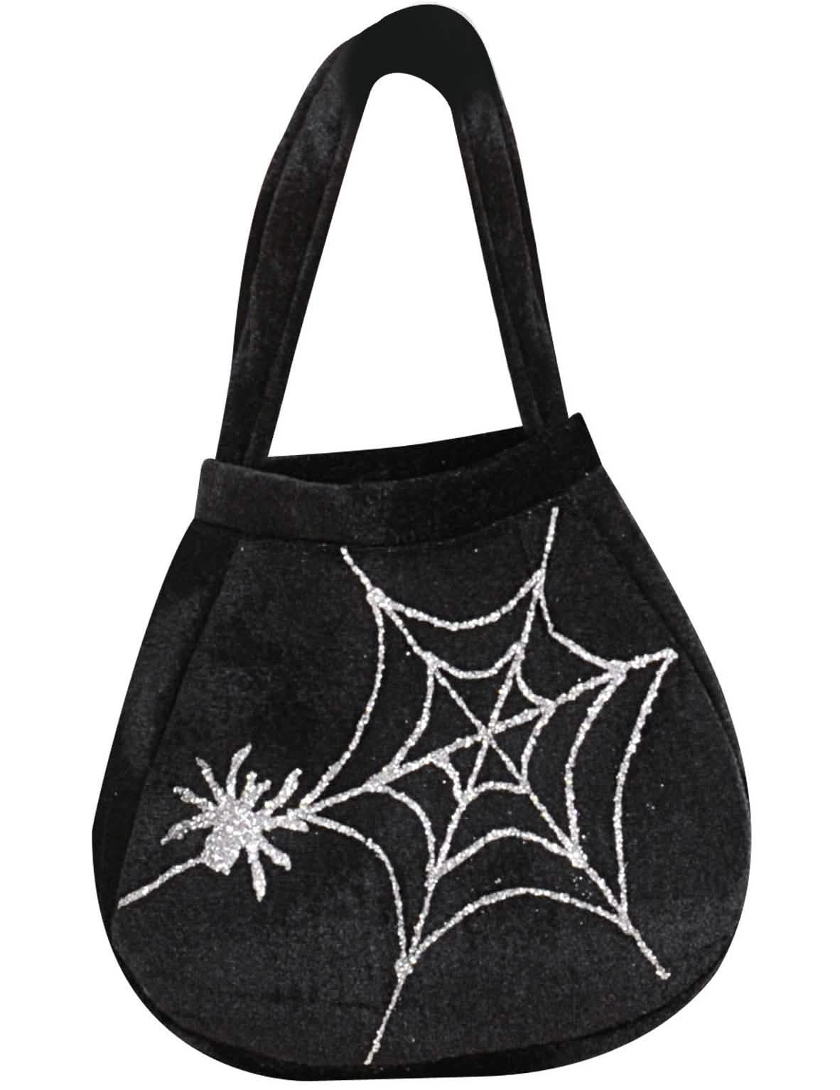 Bolsa de araña y tela para adulto negro y plateado con purpurina