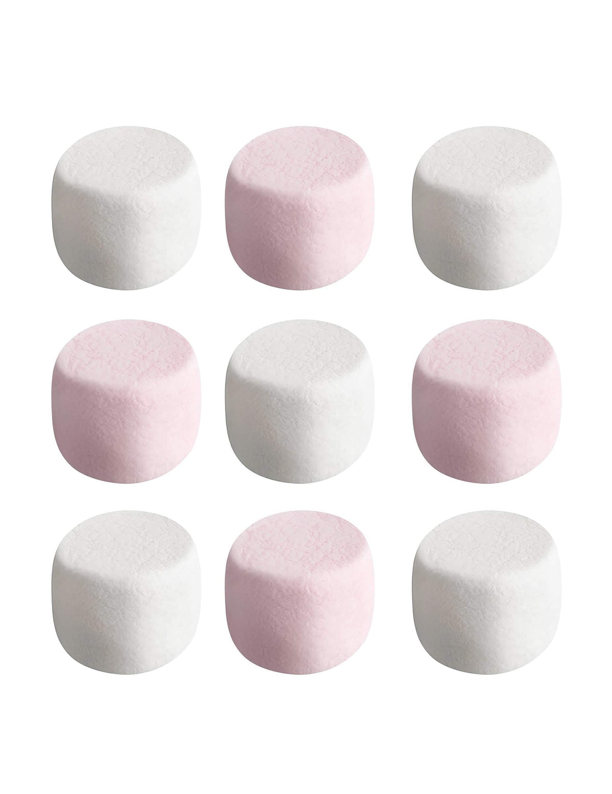 Detalle de los malvaviscos rosas y blancos de la bolsa de caramelos Haribo Chamallows