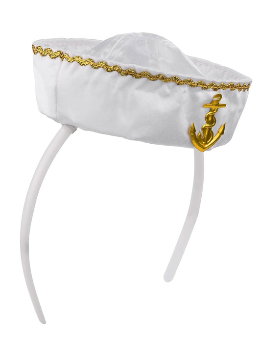 Diadema mini sombrero marino blanco mujer