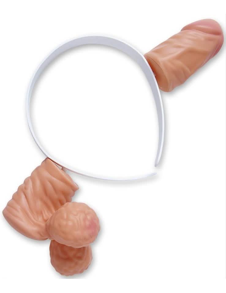 Diadema pene para adulto blanca y blanco