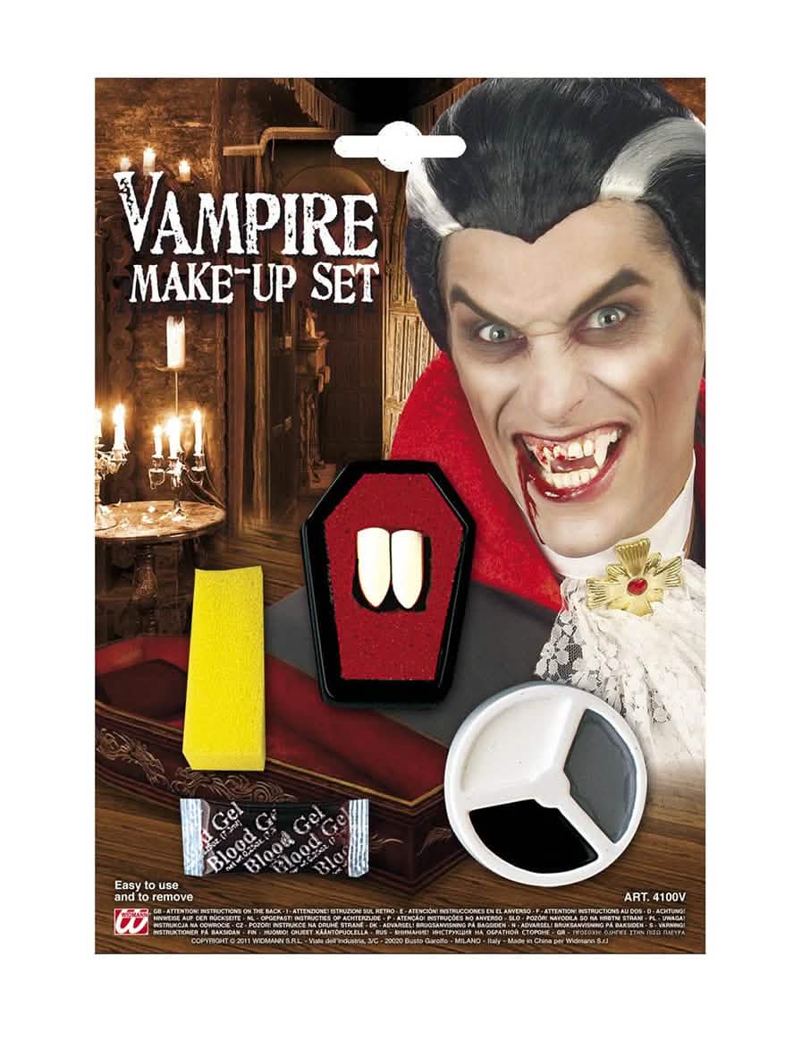 Set de maquillaje de vampiro para adulto con colmillos y sangre falsa