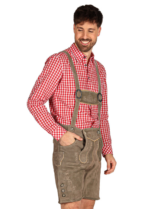 Pantalón corto bávaro tradicional gris premium hombre
