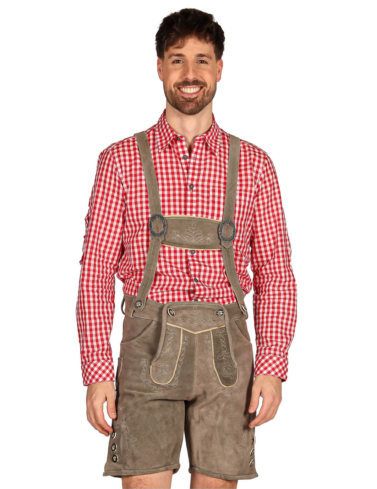Pantalón corto bávaro tradicional gris premium hombre