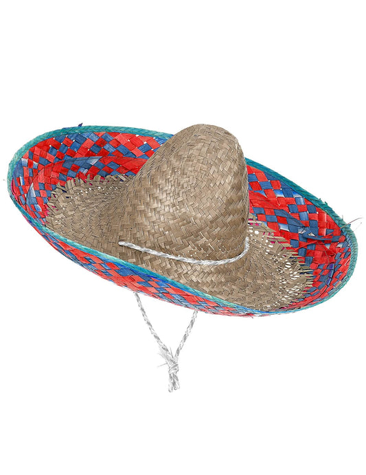 Sombrero mexicano contorno rojo y azul adulto