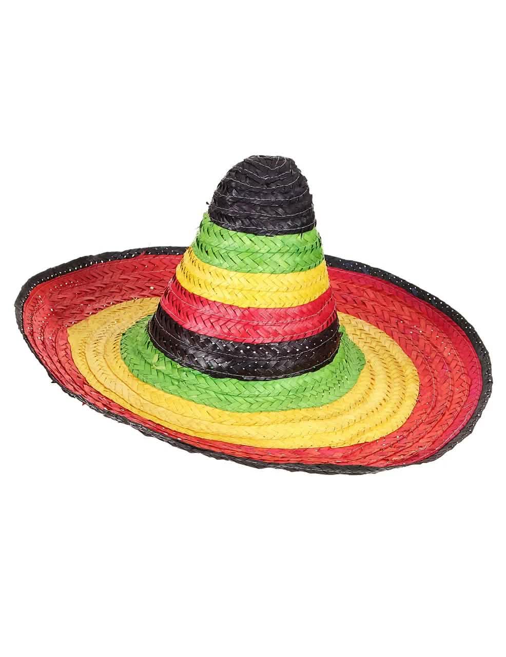 Vista de perfil del sombrero mexicano para adulto multicolor