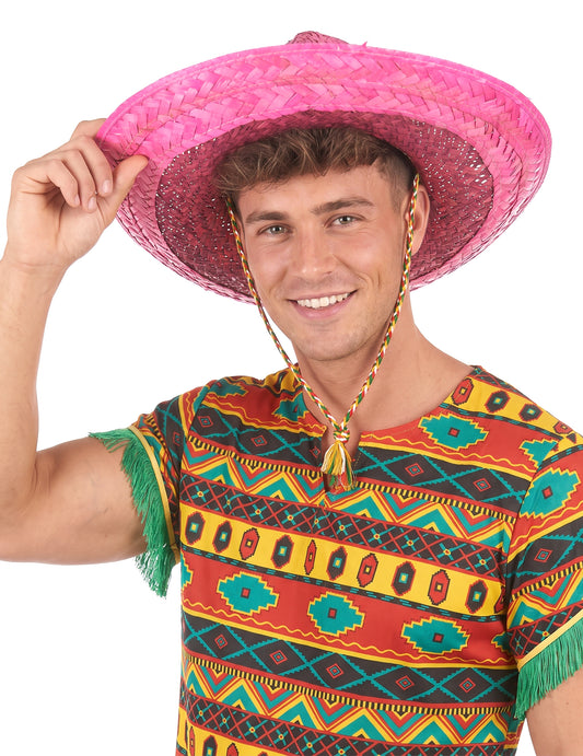 Sombrero mejicano rosa adulto