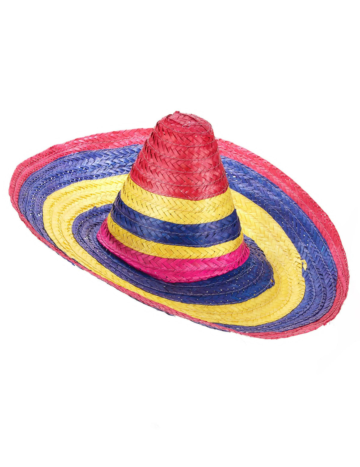 Vista de perfil del sombrero multicolor para adulto