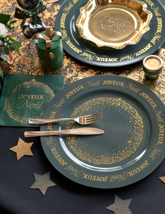 Bajo plato Navidad Centelleante verde abeto 33 cm