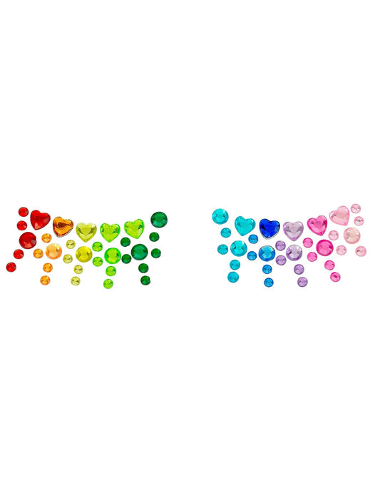 Adhesivos de strass con forma de corazones arcoíris