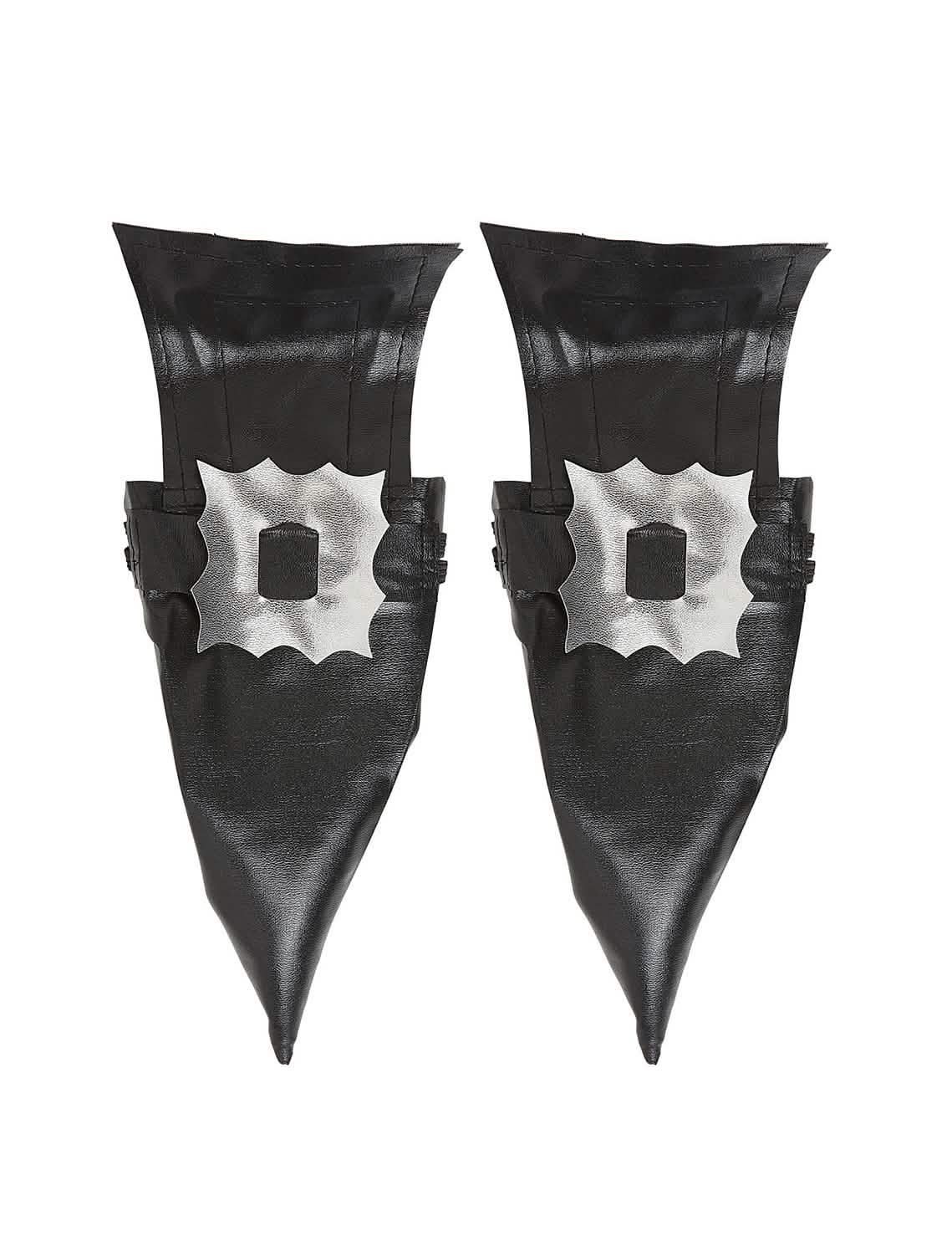 Cubrezapatos de bruja halloween para adulto negros con hebillas plateadas