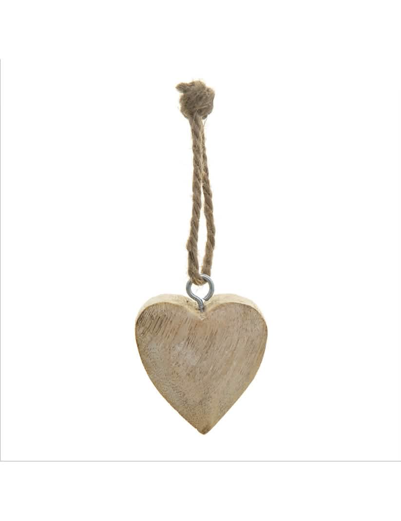 Suspension pour sapin cœur en bois naturel avec cordelette en jute