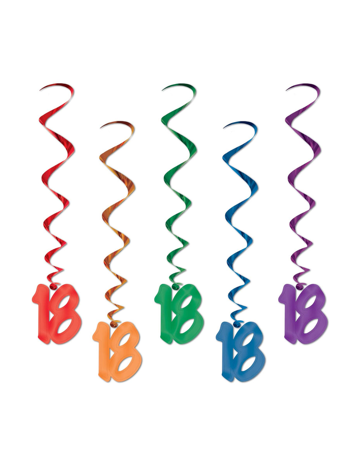 5 Suspensiones en espiral 18 años para cumpleaños multicolores