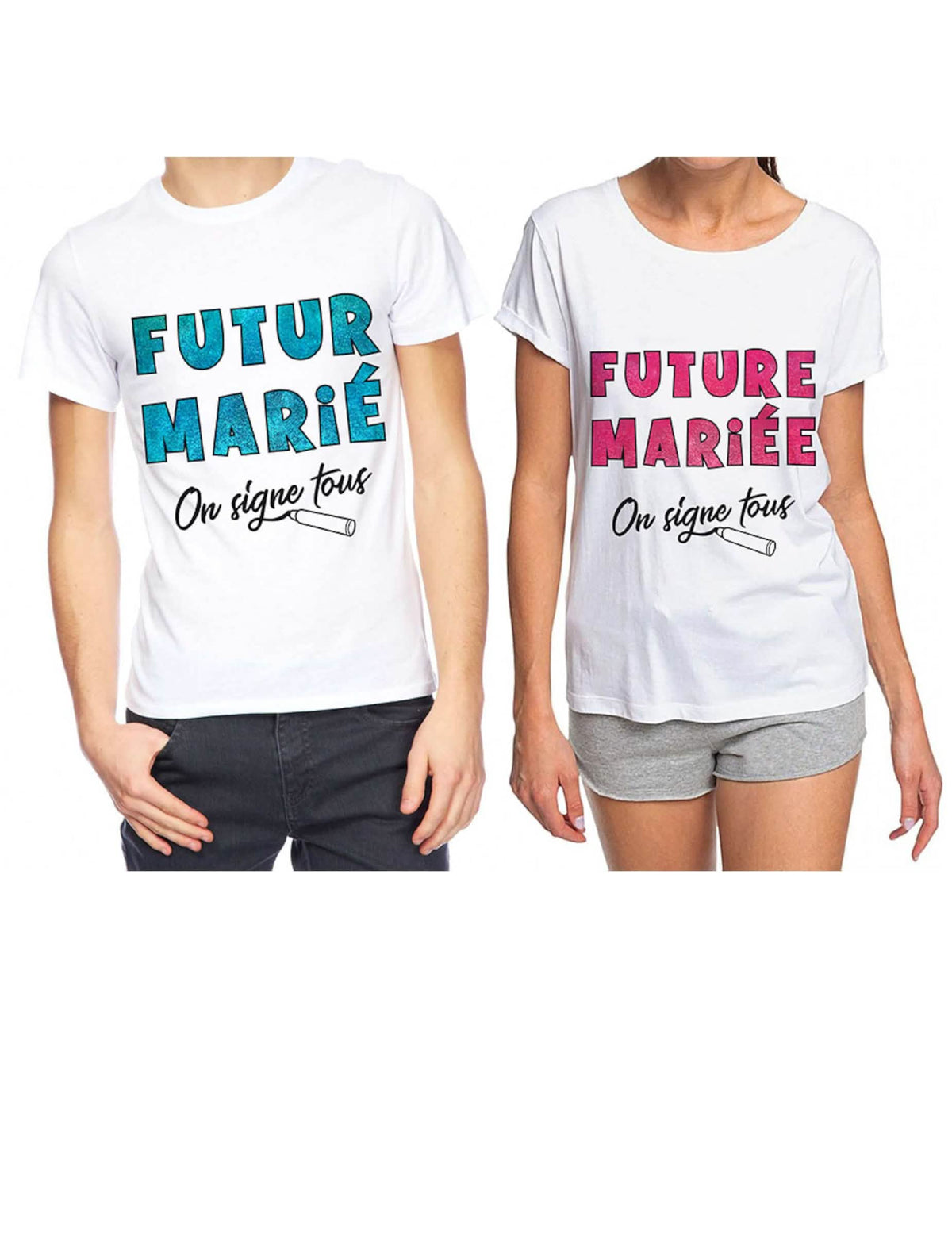 Modelos para futuro novio y futura novia de camisetas de despedida de soltera
