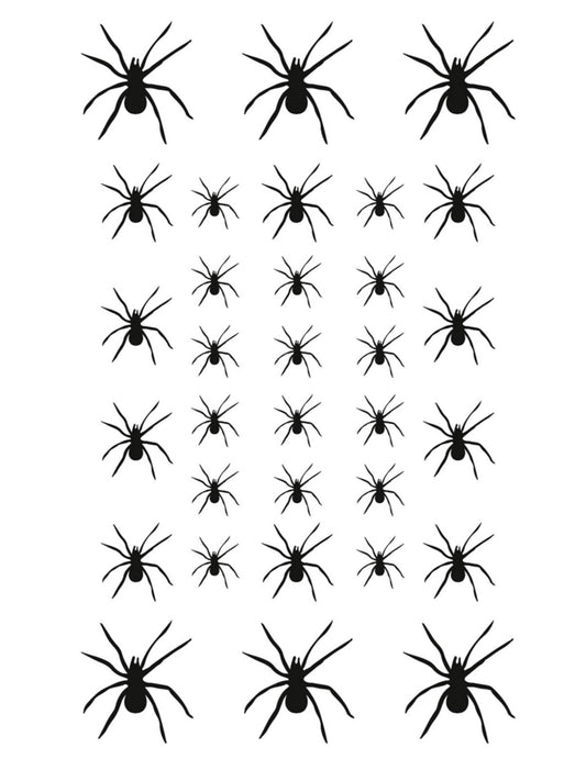 Planche de motifs des tatouages temporaires 32 araignées adulte