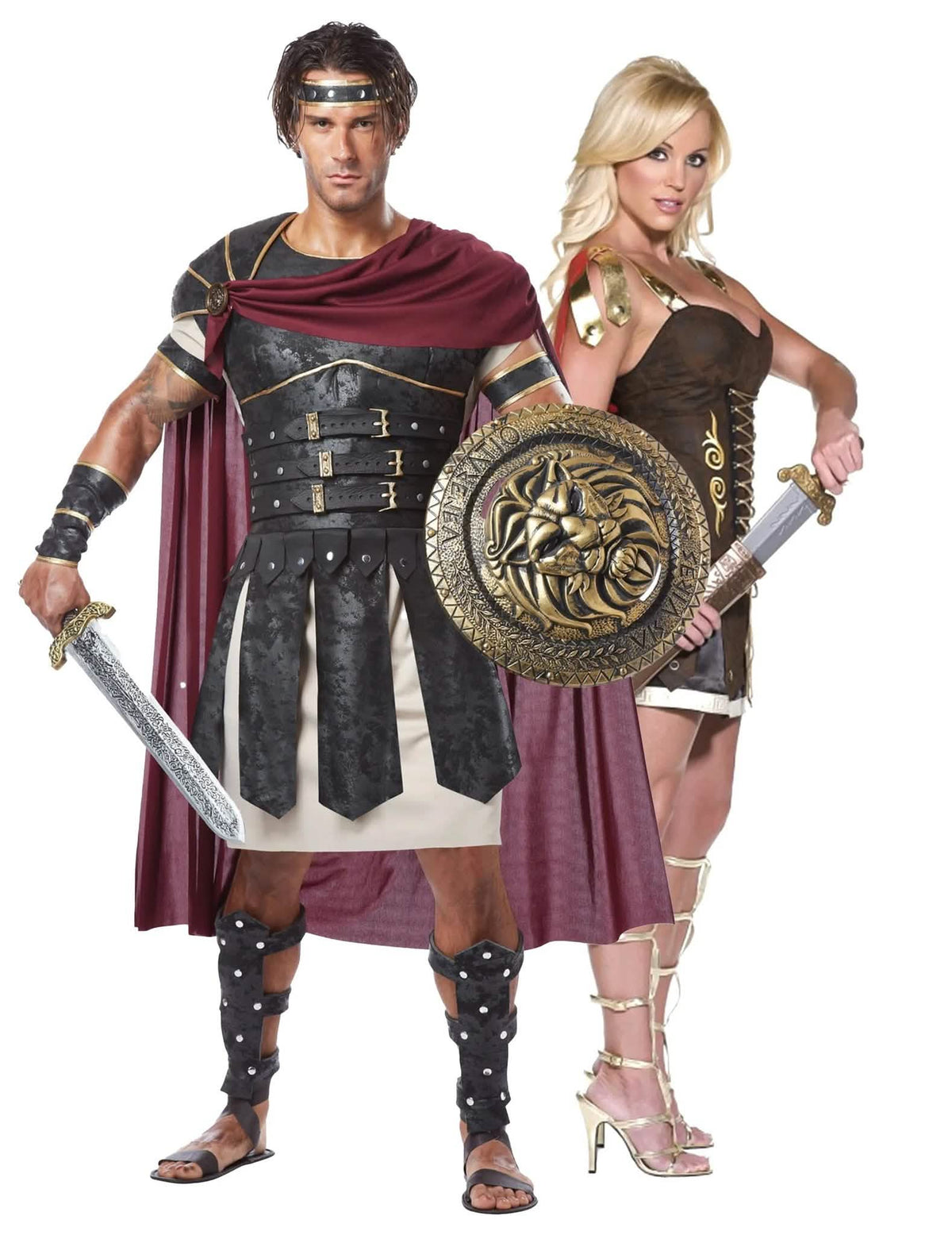 Disfraz de pareja de gladiadores romanos para adulto