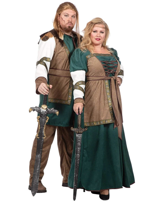 Disfraz de pareja de guerreros vikingos para adultos
