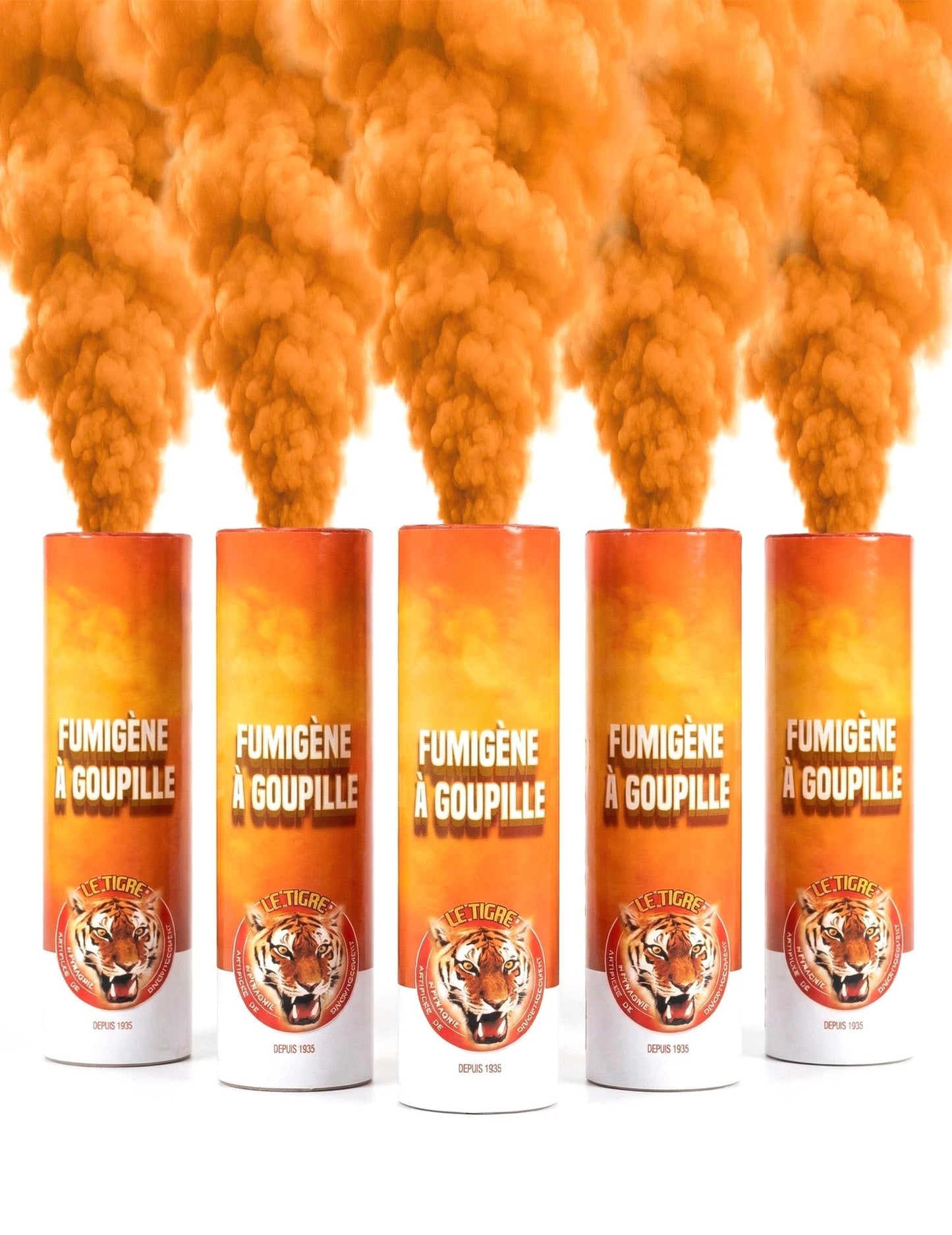 Lote de 5 fumígenos con pasador naranja 1 min