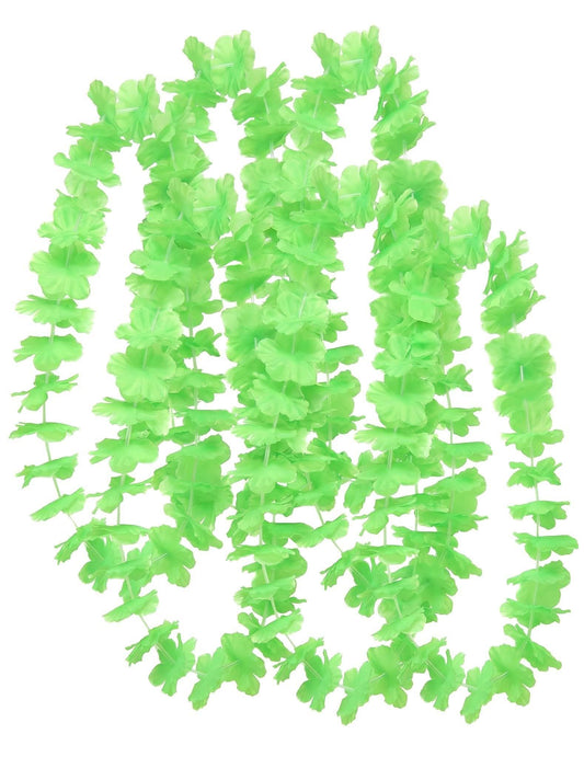 12 collares hawaianos verdes para adulto