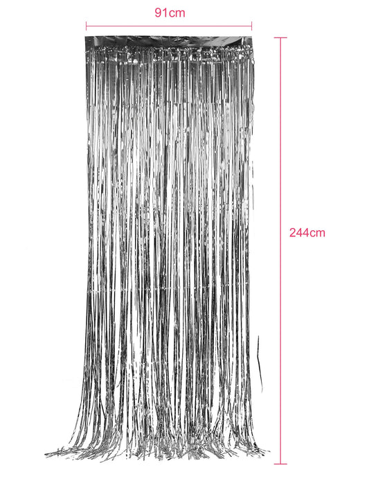 Pack de 5 cortinas brillantes plateadas