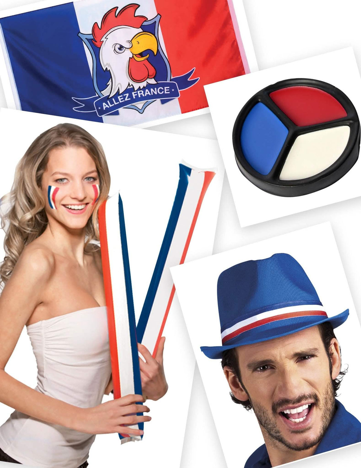 Kit de aficionado azul, blanco y rojo
