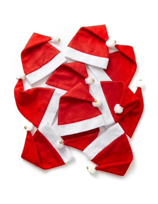 12 gorros de Navidad con cascabel para adultos
