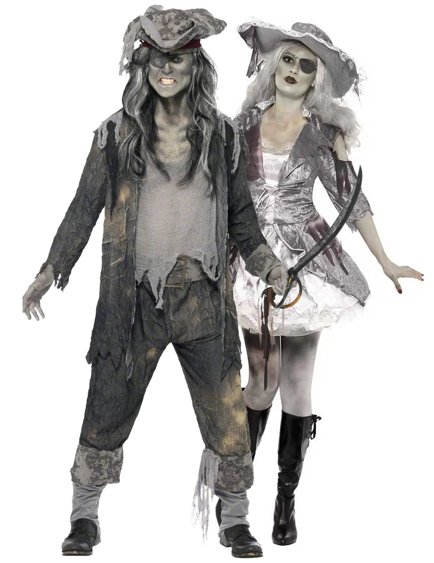 Disfraz de pareja de piratas fantasmas de Halloween