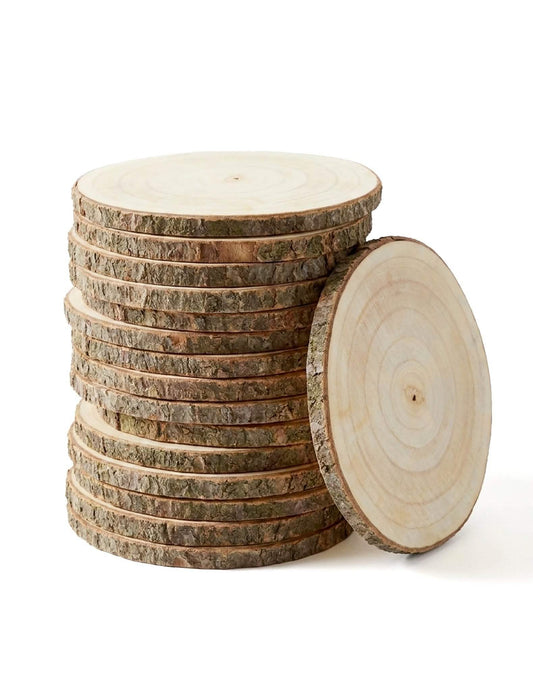 12 rodajas de madera natural 28 a 33 cm