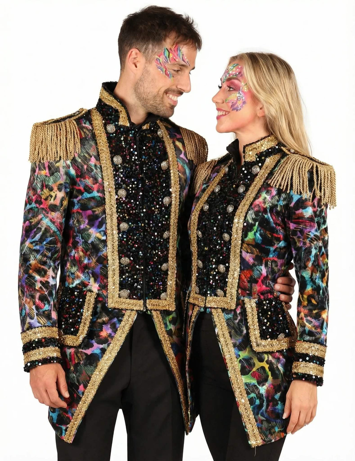 Disfraz de pareja chaqueta flúor premium adulto