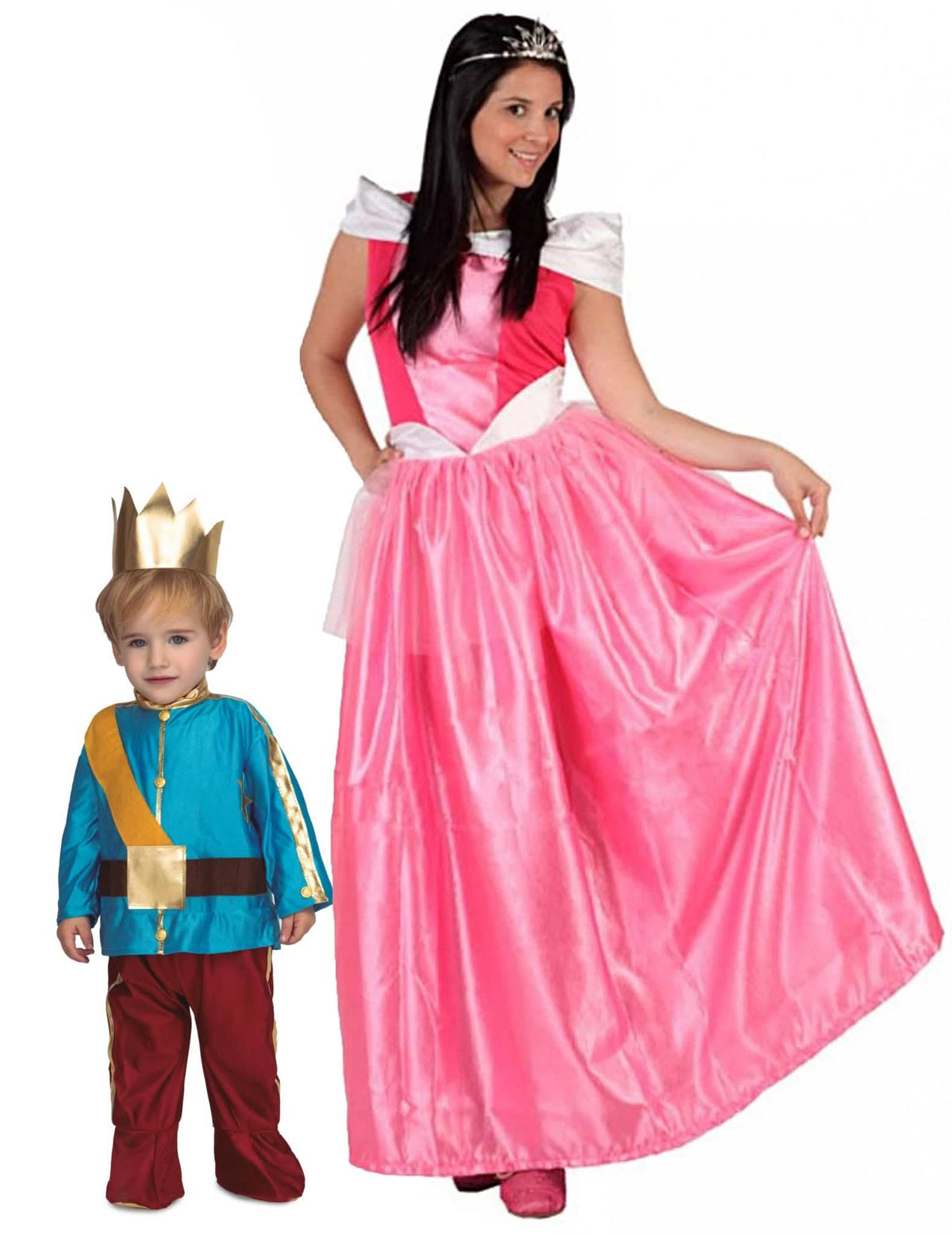 Disfraz de pareja princesa y su príncipe madre e hijo
