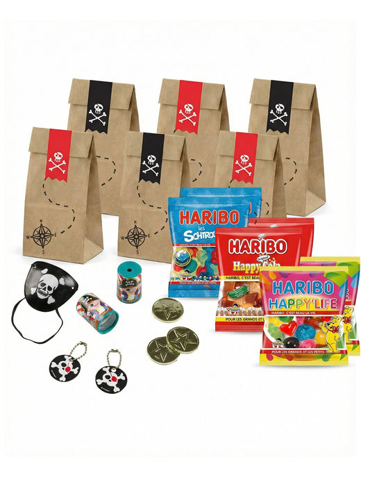 Bolsas sorpresa de cumpleaños pirata - 6 personas