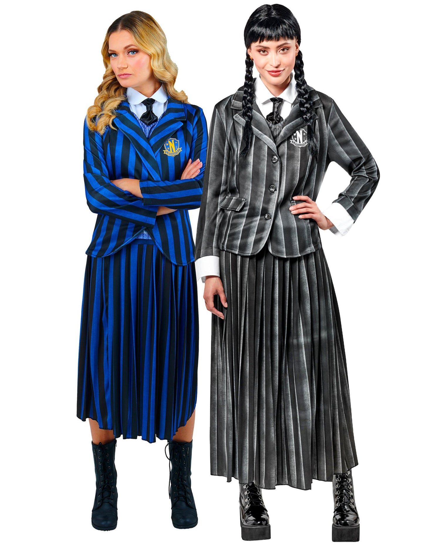 Disfraz de pareja de uniforme escolar Miércoles Addams™