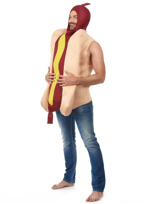 Disfraz de pareja hot dog y ketchup adulto