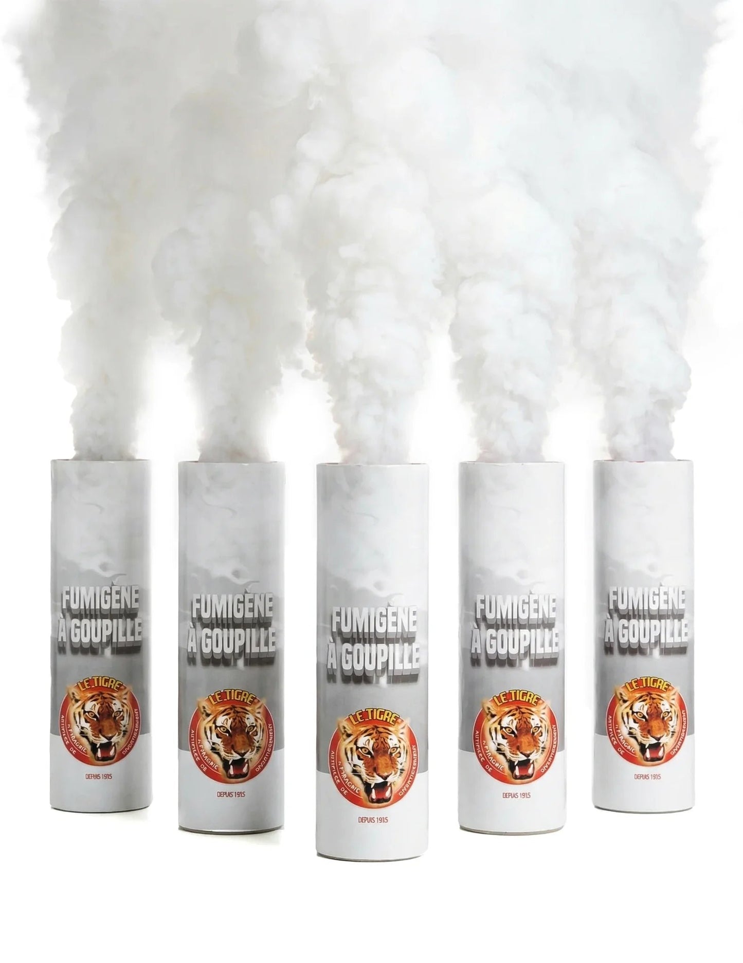 Pack de 5 fumígenos blancos con pasador 1 min