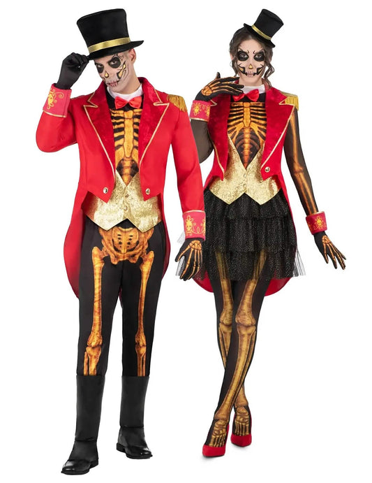 Disfraz de pareja Monsieur Madame Loyal esqueleto adulto