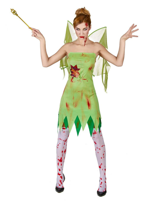 Kit disfraz de hada verde ensangrentada mujer Halloween